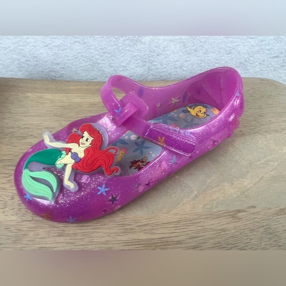 Disney Ariel‎ Jelly Sandals Little Mermaid Flat With Strap Girl's Size 12 - Picture 3 of 7